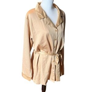 FLORA NIKROOZ Elegant Gold Button-Up Blouse/Tunic